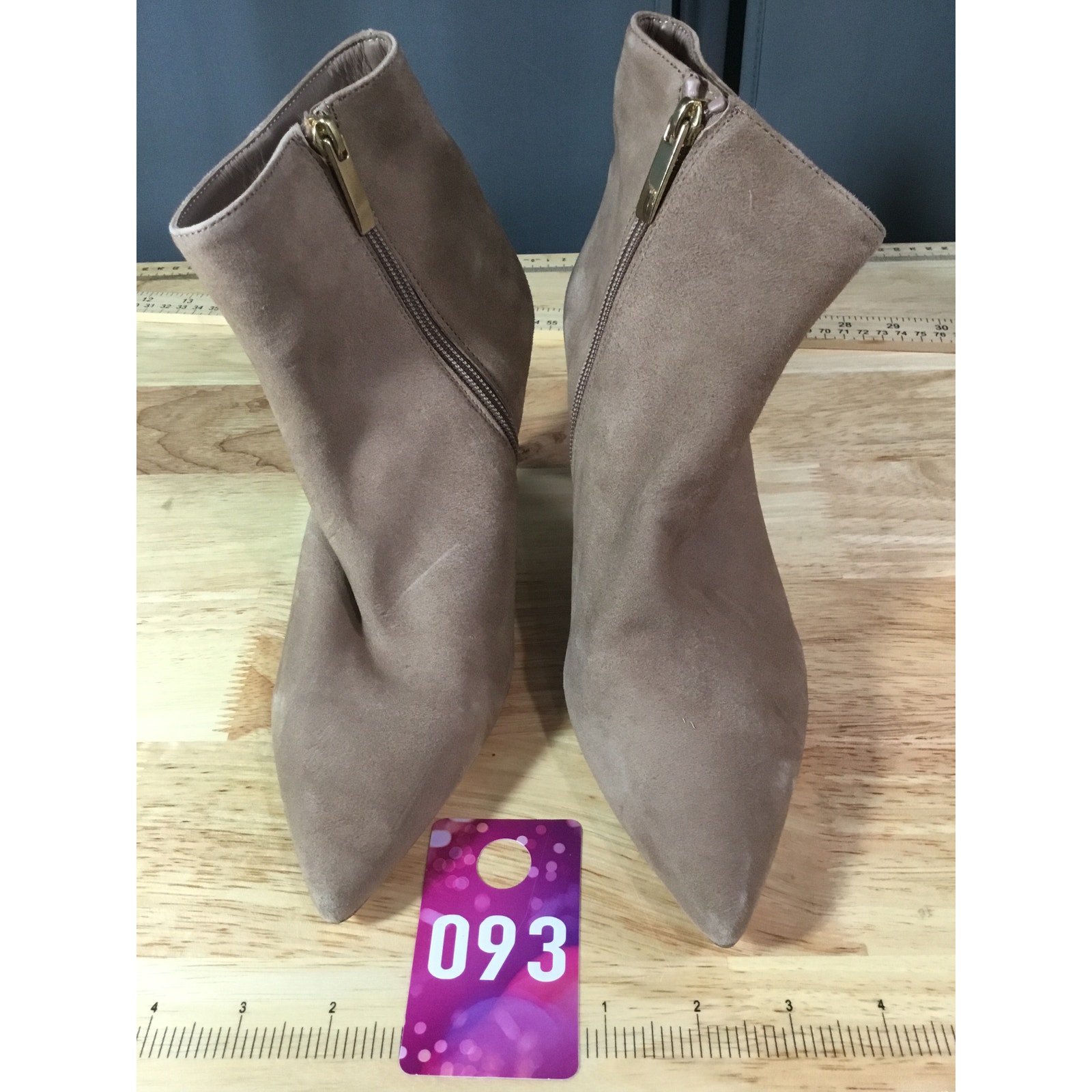 L’agence Aimee Bootie Womens 8.5 Taupe Suede Side Zip Stilleto Pointed Toe Boots